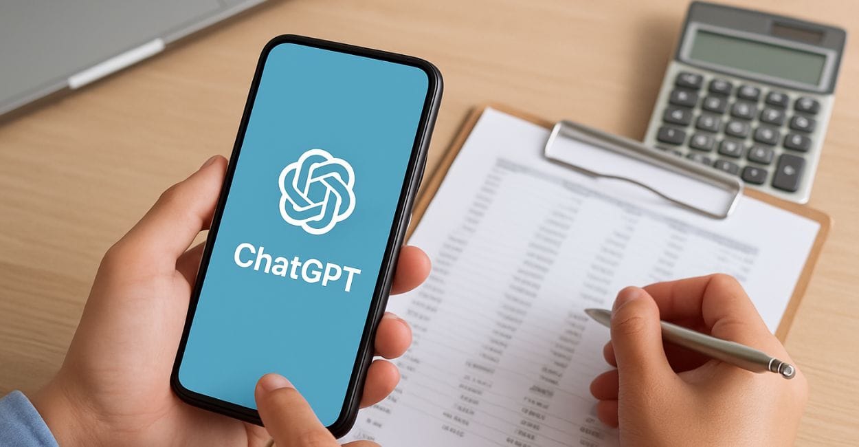 pessoa interagindo com o chatgpt no celular enquanto organiza finanças pessoais